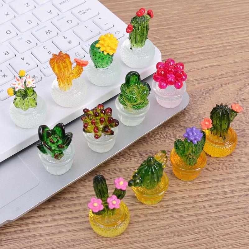 Mini Coche Adorno de Cactus Colgante de Planta Suculenta para Consola Central de Coche Cactus de Dibujos Animados Transparente en Maceta Accesorios de Decoración DIY