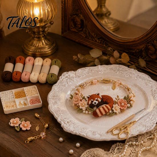 Fournitures pour la fabrication de bracelets Kit Animal Tissé DIY, Kit Fait Main Renard Chat Cerf Oiseau Loisirs Créatifs, Ensemble Crochet Floral pour Débutants Adultes Arts et Artisanat