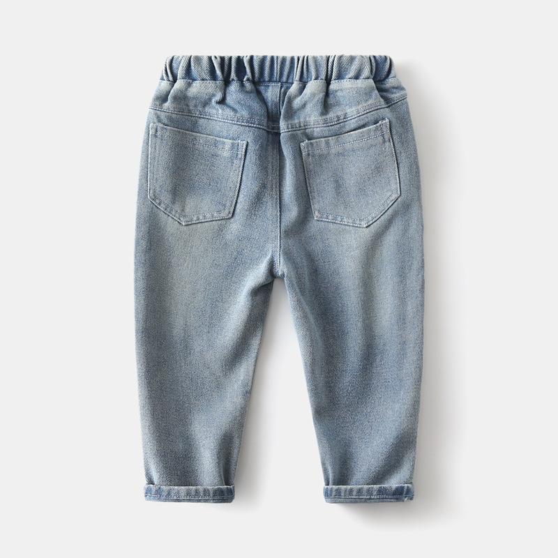 Children's Jeans Spring and Autumn Pants Boys' Worn Casual Denim Pants