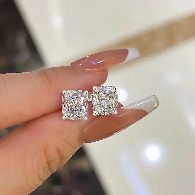 CAOSHI Simple Stylish Women's Stud Earrings Silver Color Sparkling Cubic Zirconia Daily Wear Female Accessories Elegant Jewelry