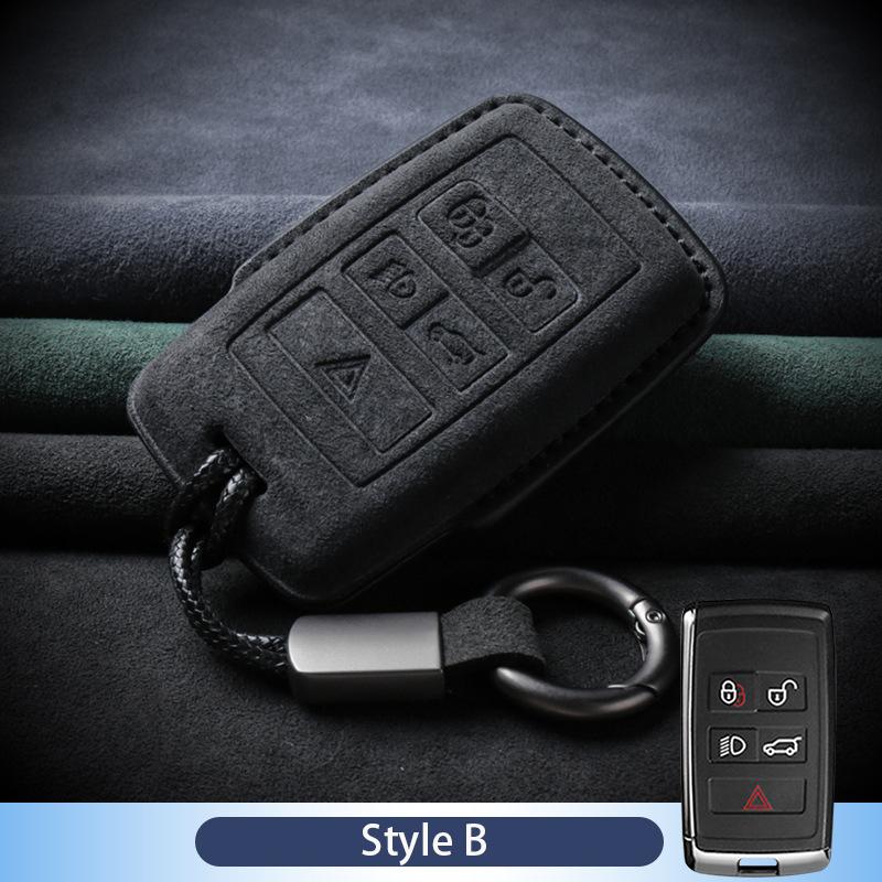 Suede Leather Car Key Case for Land Rover Range Rover Evoque Discovery Sport Velar for Jaguar XE XF E-Pace F-Pace Accessories