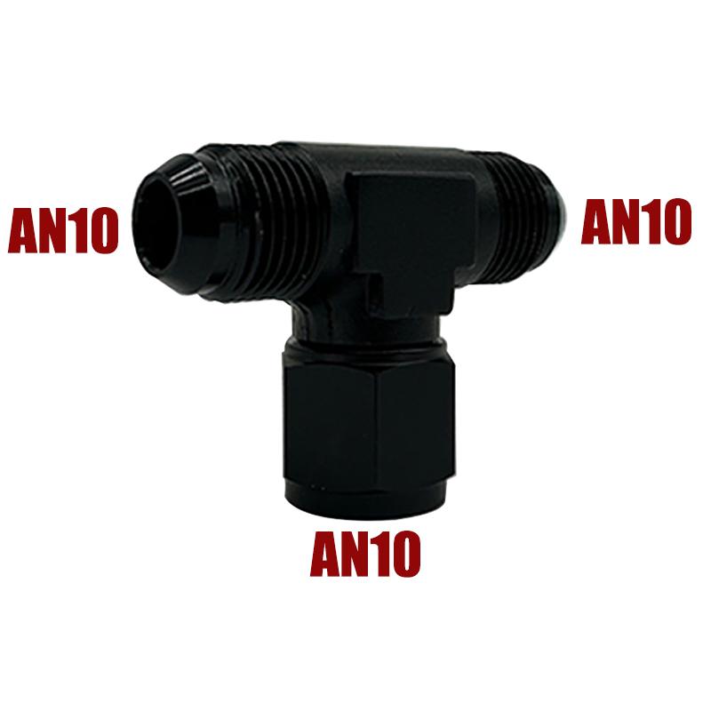 4AN 6AN 8AN 10AN 12AN Hose Tee Connector Fitting Male To Male Female Tee On Side Thread Fitting Adapter Junction Coupler Black