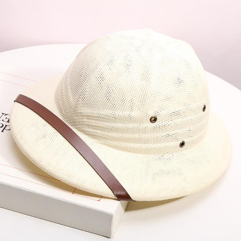 

JYL TS Шляпа-шлем для DIY, защита от солнца, плетеная солома Milkywhite_M(56-58cm)adjustable голденрод бледно