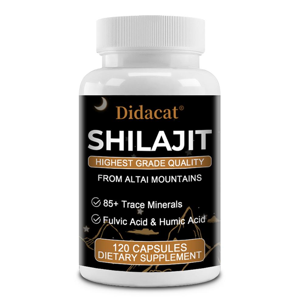Didacat Altai Shilajit Resin Supplement 1000mg, 85+ Trace Minerals, Fulvic Acid & Humic Acid, Siberian Mountains, 120 Cpas