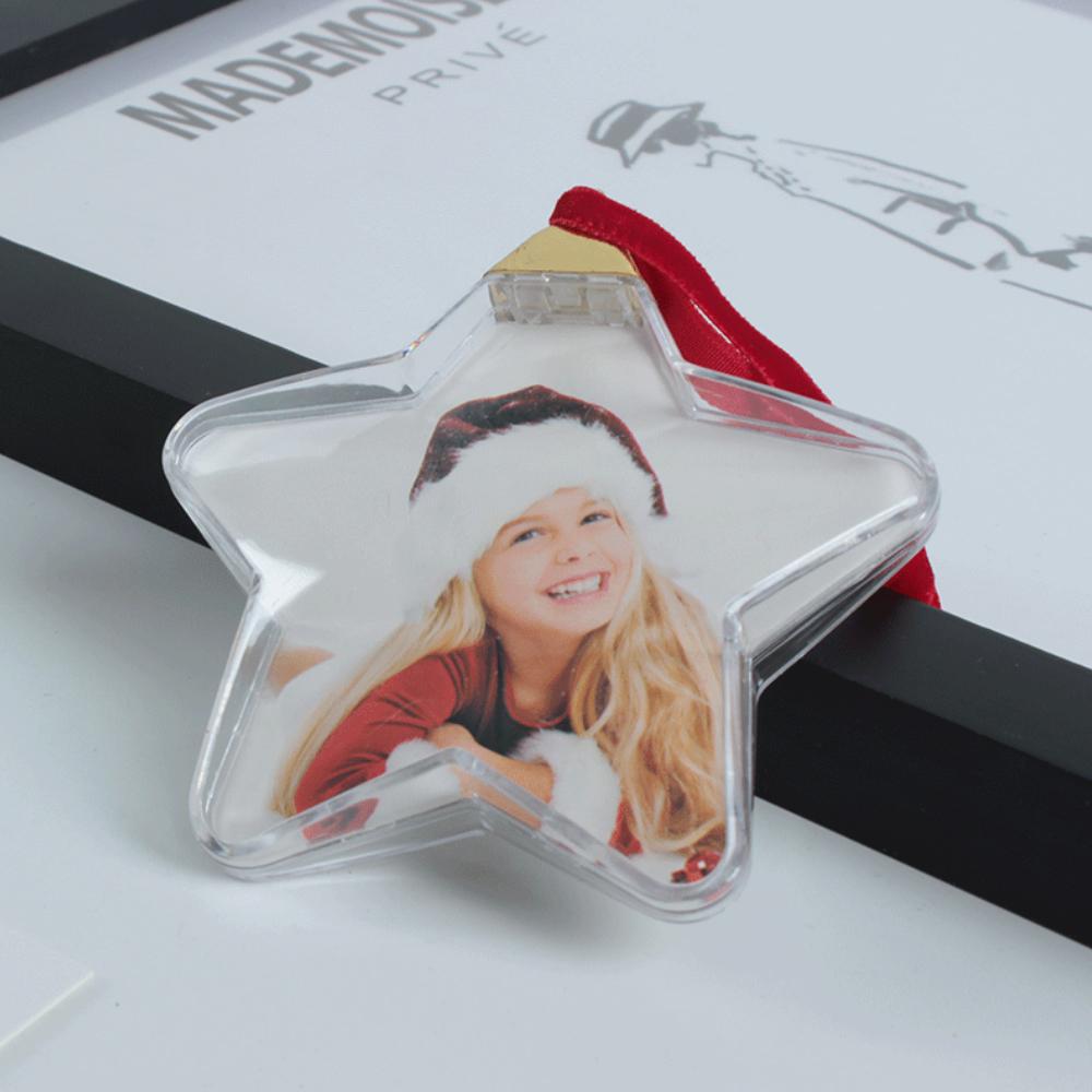 Christmas Photo Insert Baubles Ornaments Festive Personalised Gift Xmas Tree Hanging Decorations