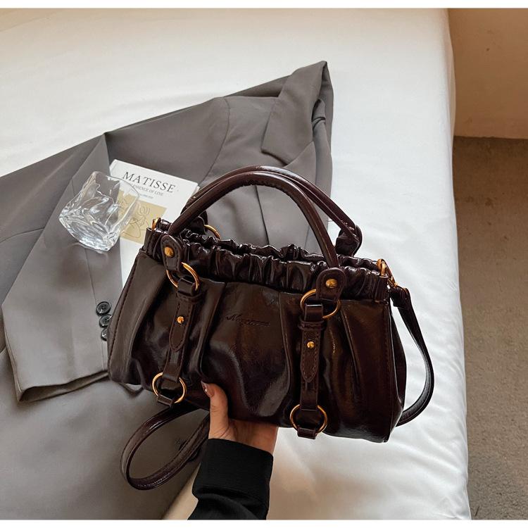 

Корейская сумка-тоут в стиле ретро для通勤 большого объема, новая модная личность 2025, сумка на плечо/подмышку, сумка-тоут темно-коричневого