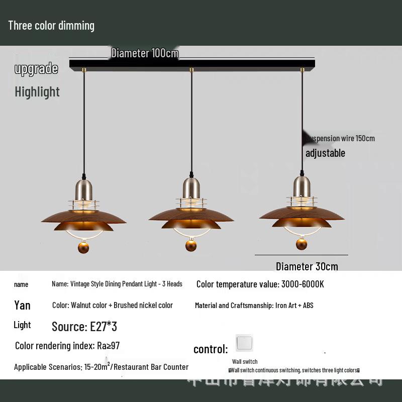 New Chinese Style Minimalist Wood Grain Chandelier for Dining, Bedside, or Bar