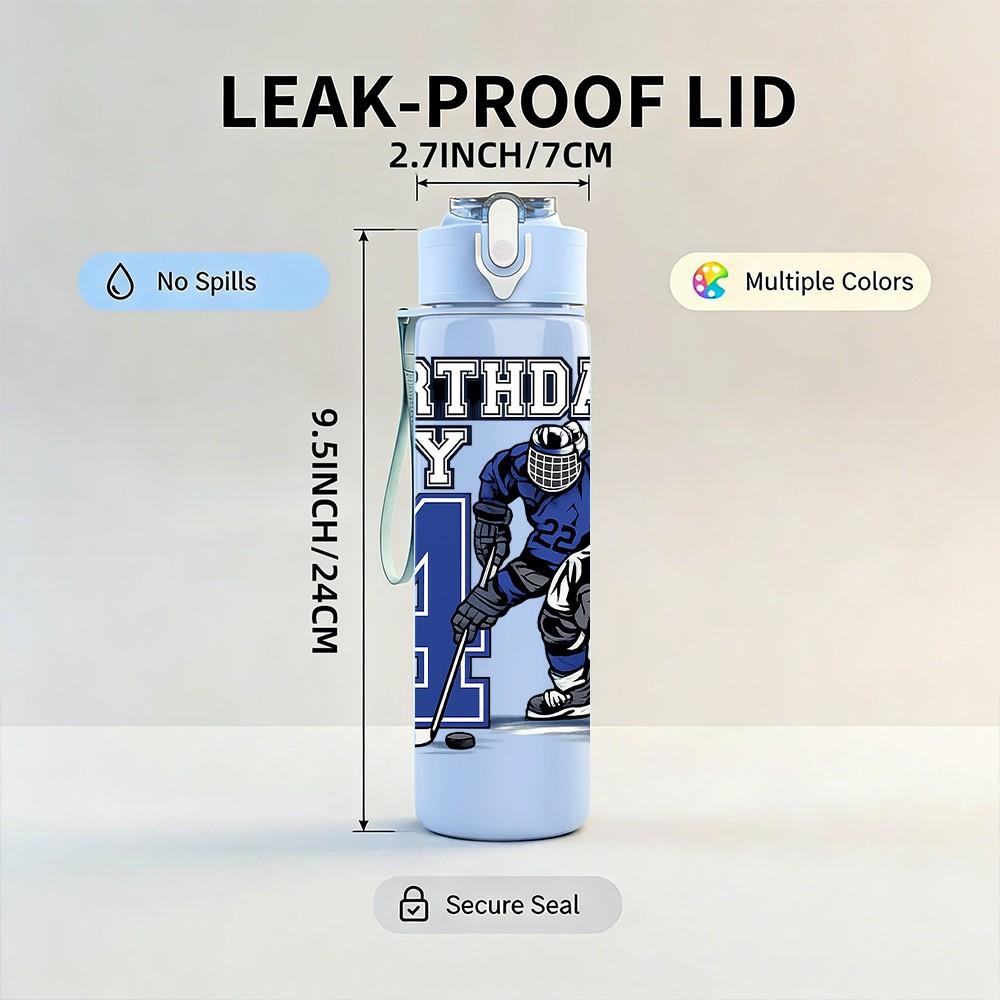 1PC Birthday Boy Number 4 Sport Print 750ml Color Plastic Sports Water Bottle Leakproof Flip Straw Lid Suitable for Sports Office Home Use