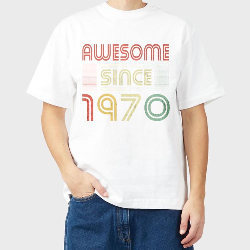 men brand tshirt Oversized summer Unisex tshirt Awesome Since 1970 Retro Design Short Sleeve Comfortable Crew Neck Teeshirt