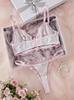 Plus-size Sexy Bra Set with Country-style Embroidery and Small Floral Patterns