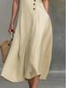 Lapel Button Closure Sleeveless Solid Color Women's Dress