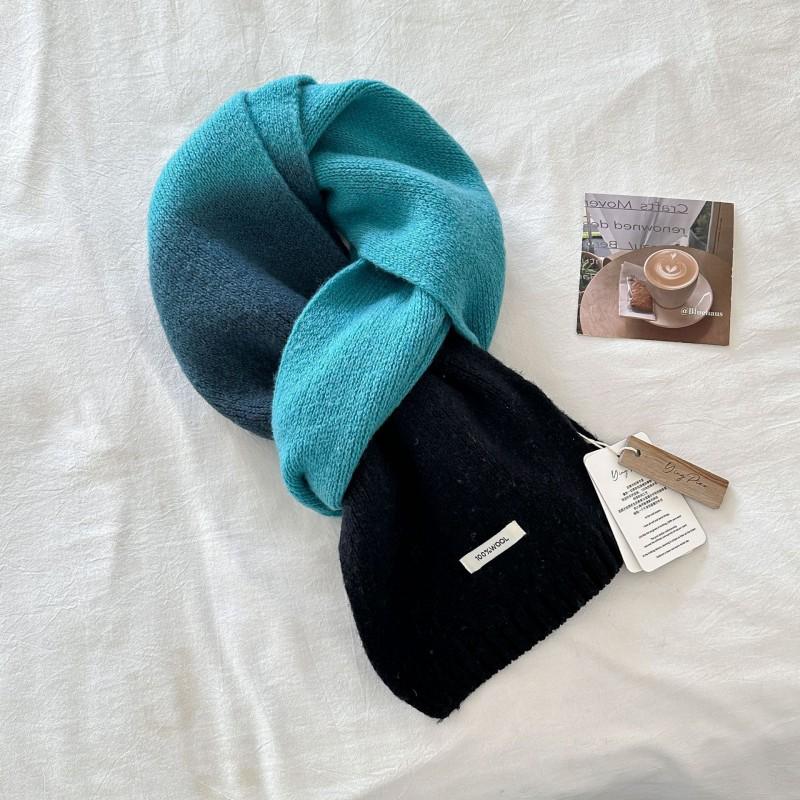 Womens Gradient Knit Wool Scarf Winter Warm Thick Neck Wrap 100% Pure 160x20cm Fashion Accessory