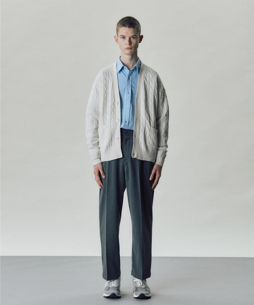 LAB12 22F/W Semi-Wide Wool Elastic Waist Pants (Charcoal)