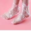 100pcs Thick Disposable Foot Covers, Waterproof and Moisturizing, Transparent with Blue Adhesive Dots for Home Spa Treatment and Hygiene Protection