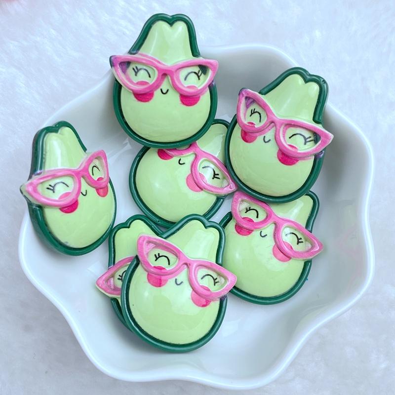 10Pcs Cute Resin Mini Cool Avocado Strawberry Lemon Watermelon Series Flat back Scrapbooking DIY Jewelry Craft Decoration