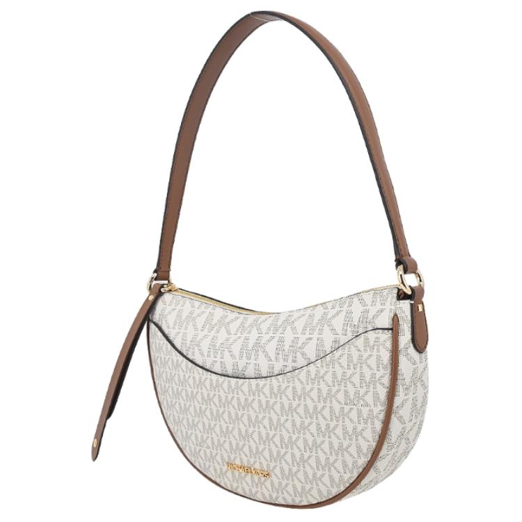 Michael Kors Mk Dover Logo Coated Canvas And Polyester Medium Tote Shoulder Crossbody Bag Women Bags Vanilla-White 35R3G4DL8B-150