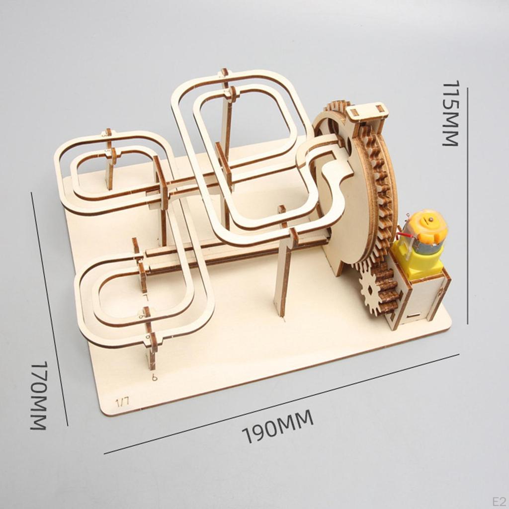 Electrical 3D Wooden Puzzle Marble Run Model Building Kits Self Assembly Toy DIY Roller Coaster