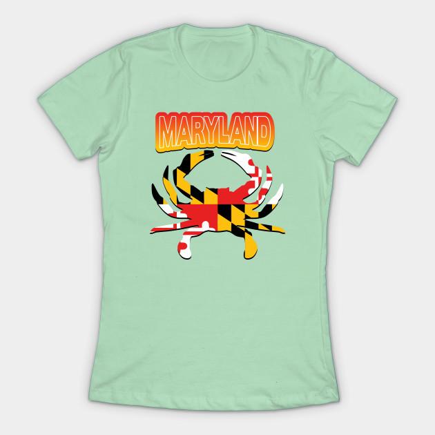 Printed Maryland Flag Crab Womens Fashion Shot Sleeves T-Shirt Printed Maryland Flag Crab Womens Fashion Shot Sleeves T-Shirt