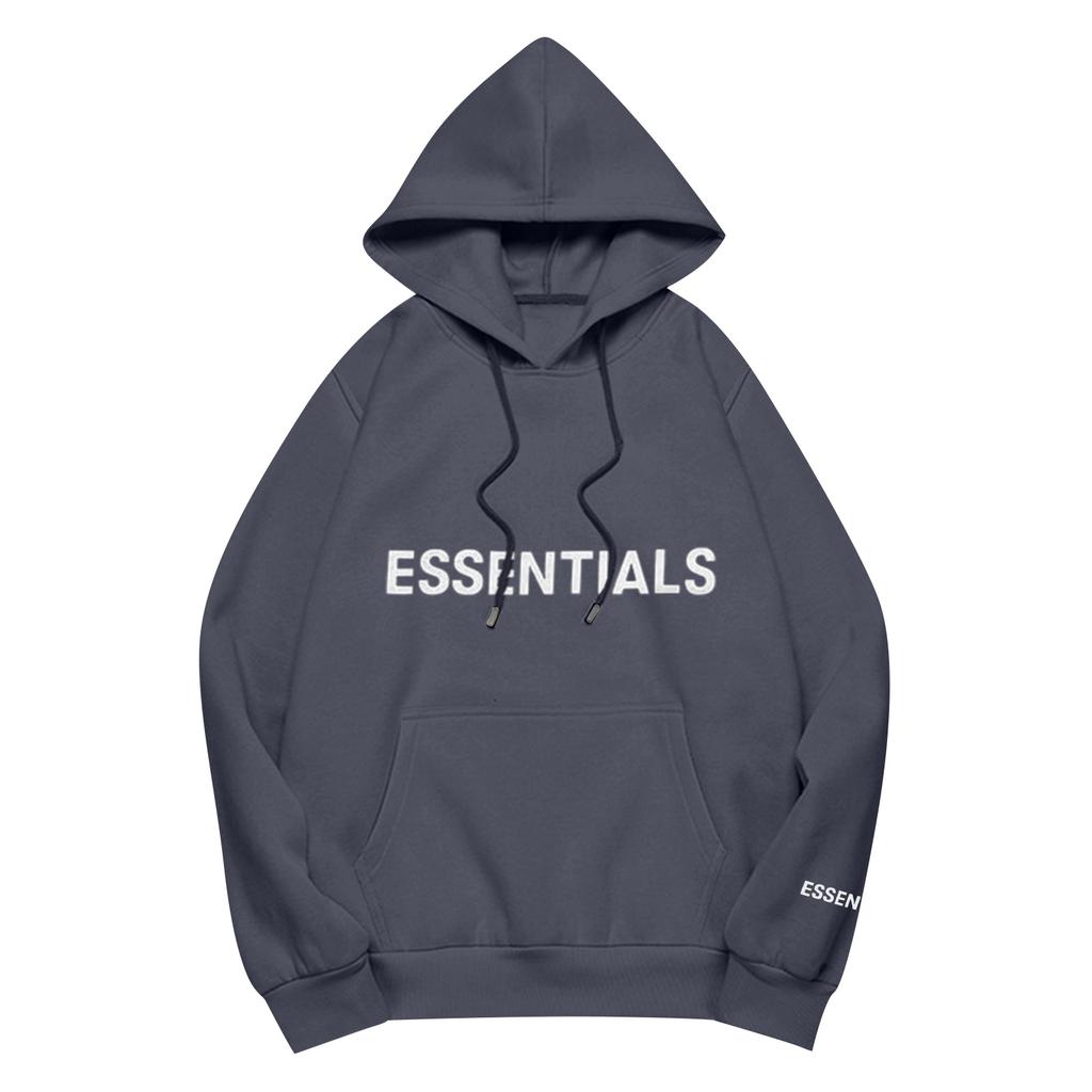 Unisex Loose Casual Letter Print Solid Round Neck Long Sleeve Hooded Sweatshirt