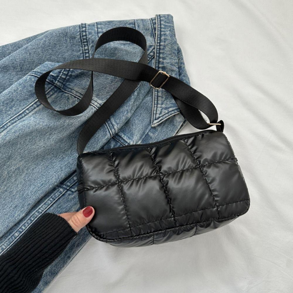 Lattice Space Cotton Crossbody Bag Korean Style Padded Crossbody Bag Quilted Shoulder Bag Ladies