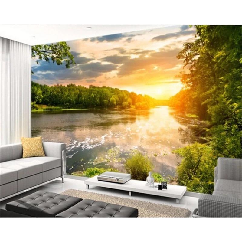 Wallpaper Tianhe Landscape Sunset 3d Mural Living Room Bedroom Shanshui Sunshine Tv Background Wall Paper