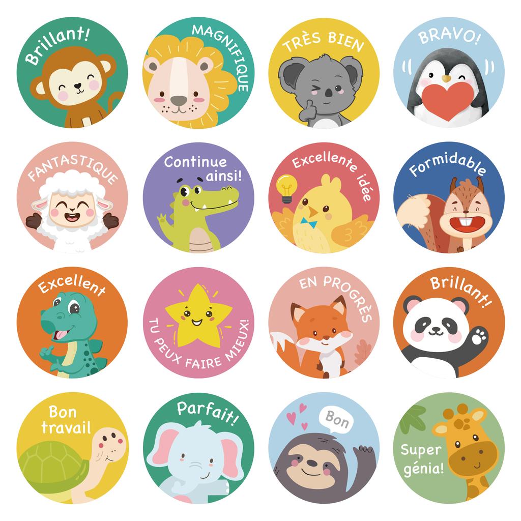 1280 Pcs French Inspirational Stickers For Classroom Rewards Funny Cartoon Labels Gifts Teacher Supplies For French Language Nat