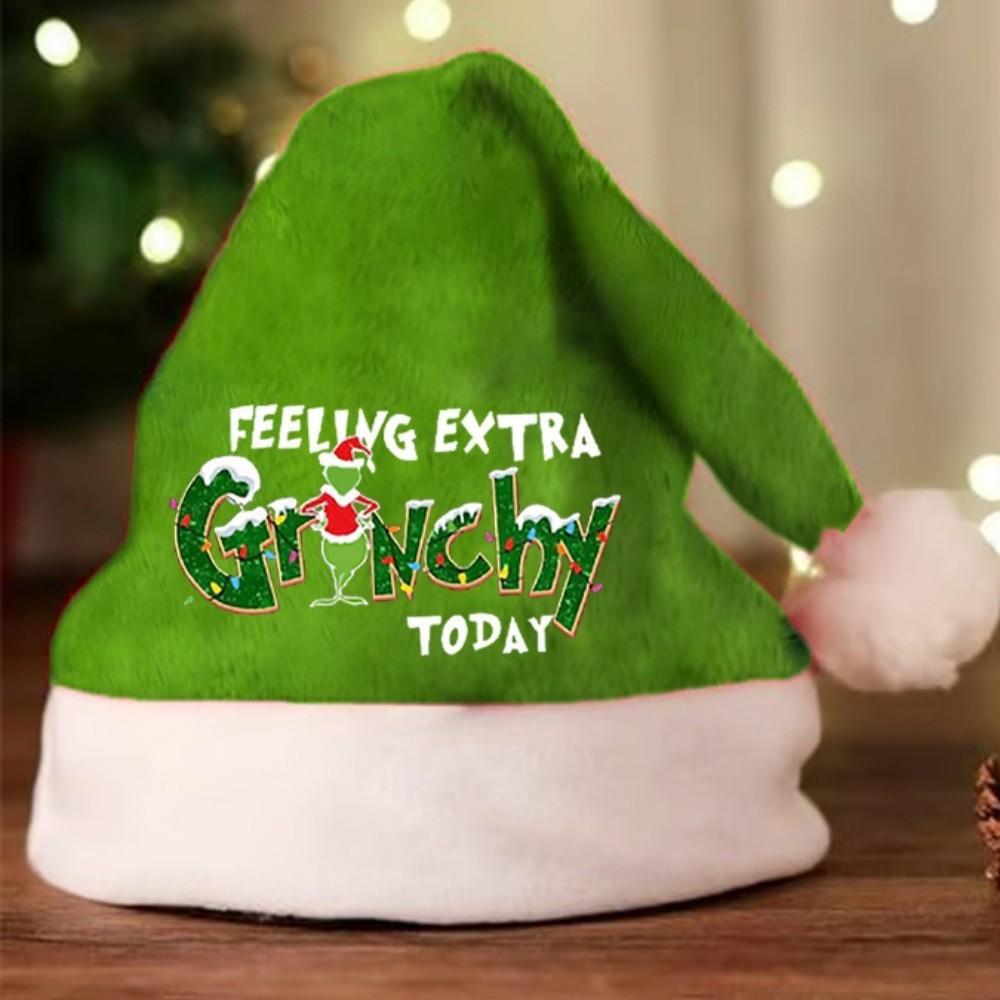Grinch Green Christmas Hat With Thick Double Sided Velvet For Winter Holiday Celebration