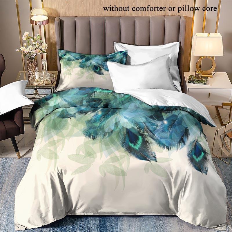 Peacock Feather 3D Digital Printing Three-Piece Set, Bedding Quilt Cover, Direct Sales