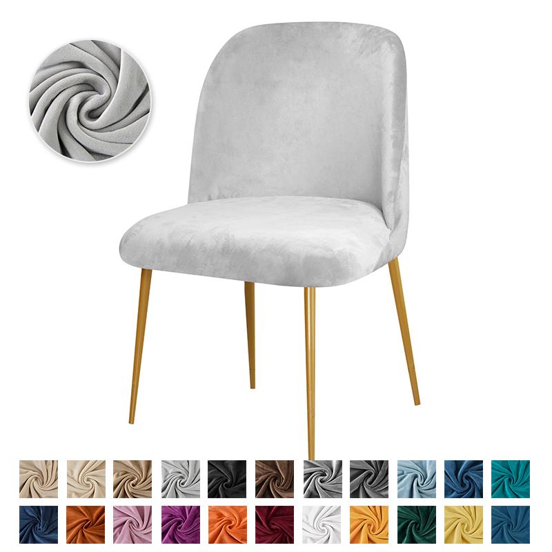 1/4/6pcs Elastic Duckbill Chair Cover Velvet Fabric Dining Room Chair Covers Stretch Solid Color Home Backrest Chairs Slipcovers