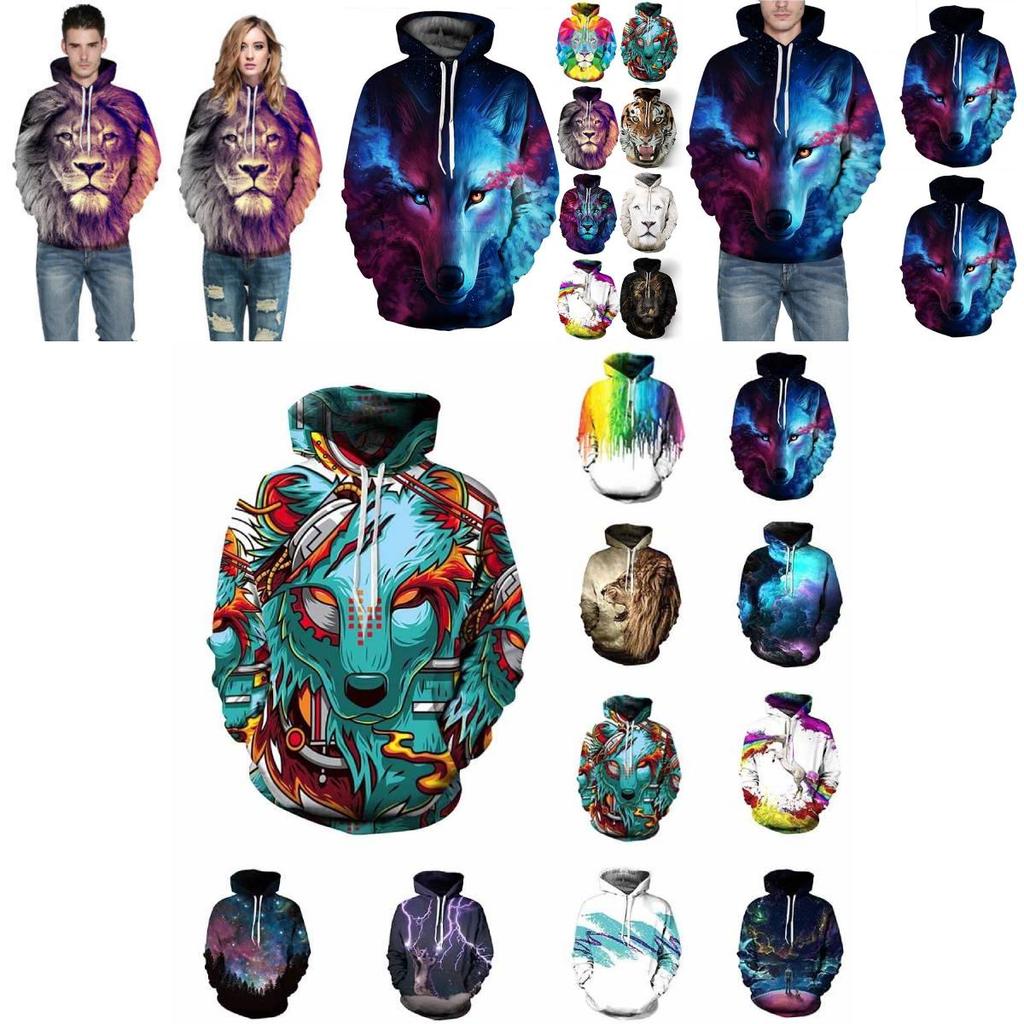 Vibrant Skull Print Digital Pullover Hoodie For Men Comfortable Loose Fit