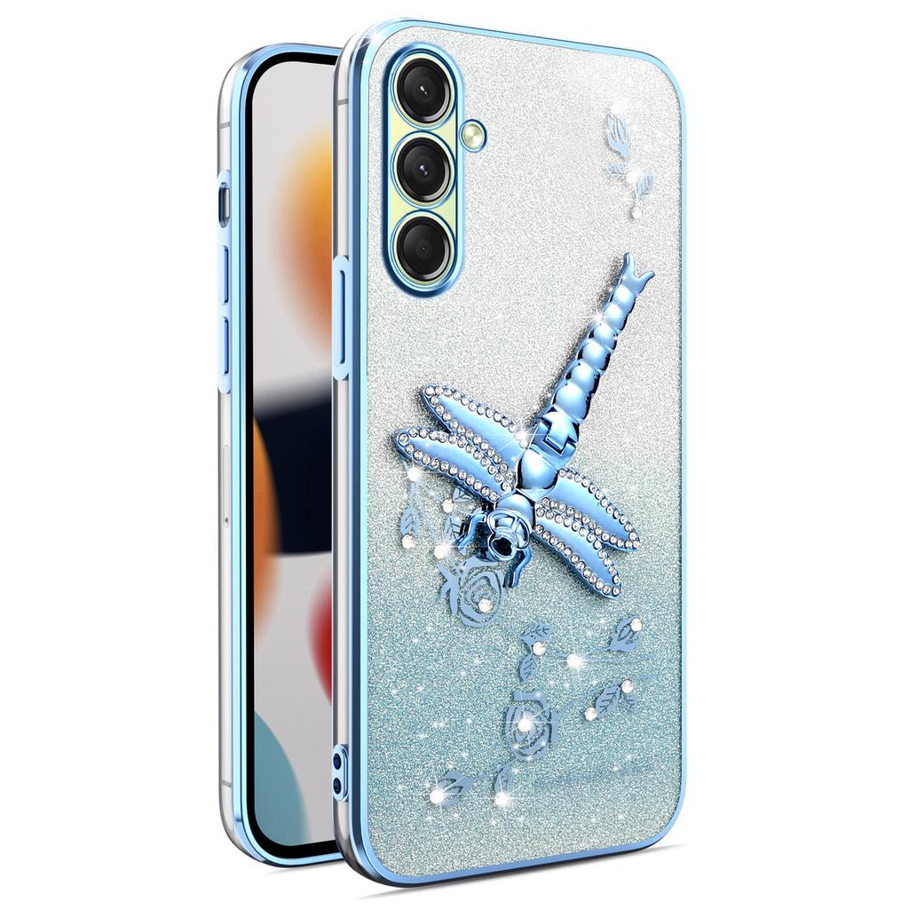 KADEM For Samsung Galaxy A17 Case Dragonfly Kickstand TPU Flowers Glitter Phone Cover