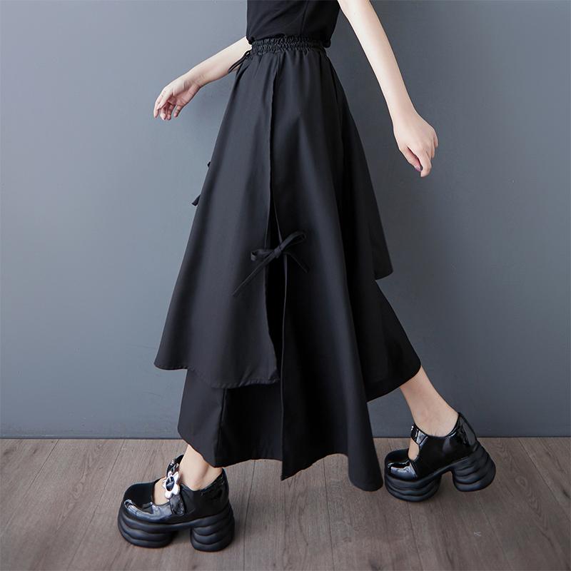 Nadměrná velikost Černé Vintage s vysokým pasem Ležérní volné Letní kalhoty se širokými nohavicemi Dámské kalhoty