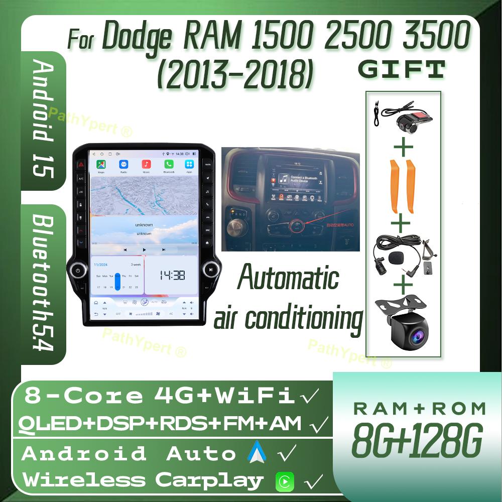 14.5"Qualcomm 6125 Chip Android 15 For Dodge RAM 1500 2500 3500 2013-2018 Multimedia Player Tesla Screen Wireless Carplay Stereo