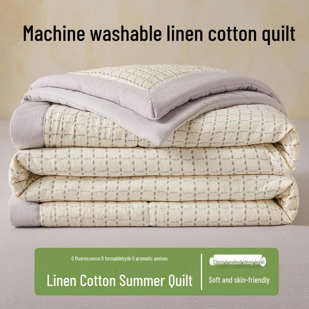 2026 Linen-Cotton Summer Quilt: Soft, Skin-Friendly, Machine Washable, Thin Air Conditioning Blanket