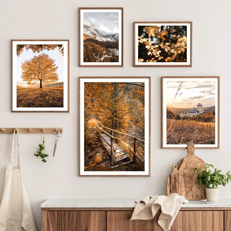 Maple Leaf Canvas Picture Paintings for Living Room Frameless Wall Art Prints Moutain Landscape Posters Modern Home Deocr No Frame
