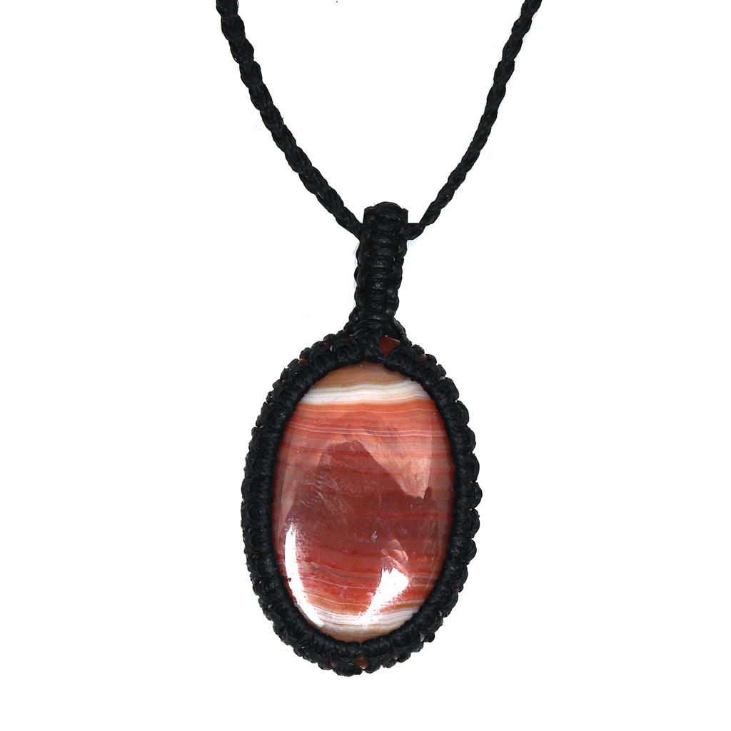 Agate Necklace Red Macrame Gemstone Beaded Macrame Necklace Stone Red Handmade