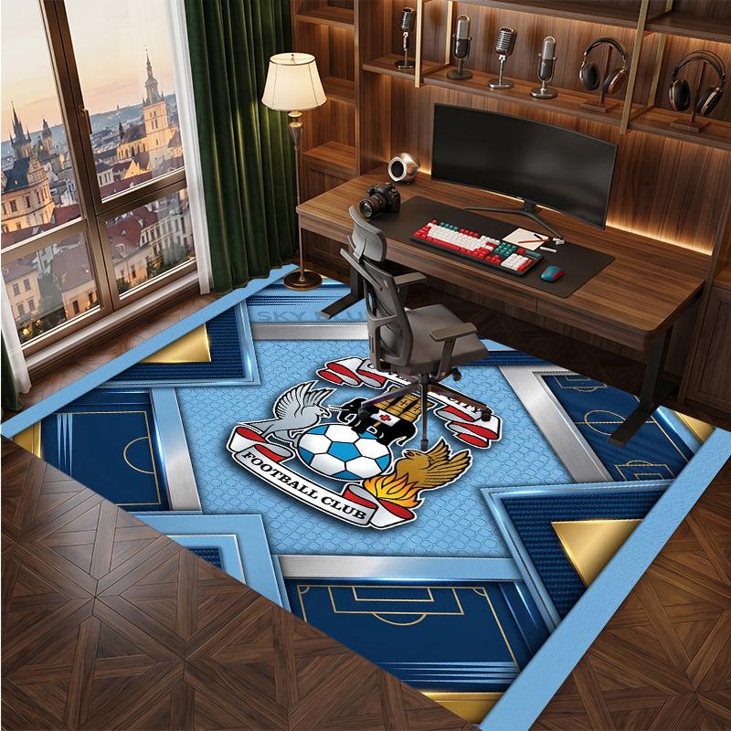 Tappeto in Velluto di Cristallo con Stampa del Coventry City Football, Comodo Assorbente d'Acqua Antiscivolo Tappeto per Pavimenti Interni