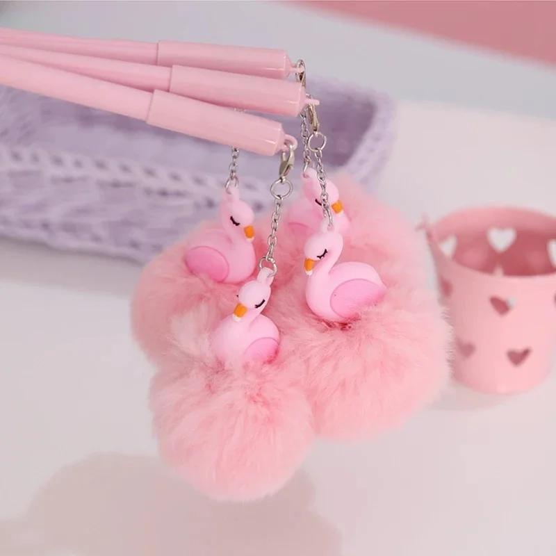 

1 Pcs Beautiful Pink Flamingo Gel Pen Kawaii Neutral Stationery Plush Swan Pens For School Office Writing Supplies Girl Gifts рожевий
