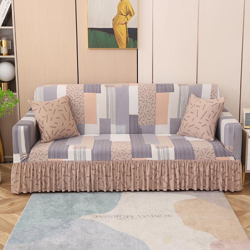 Sofa Cover with Elastic Band Skirt Universal All Season All Inclusive Cover Fabric Cover