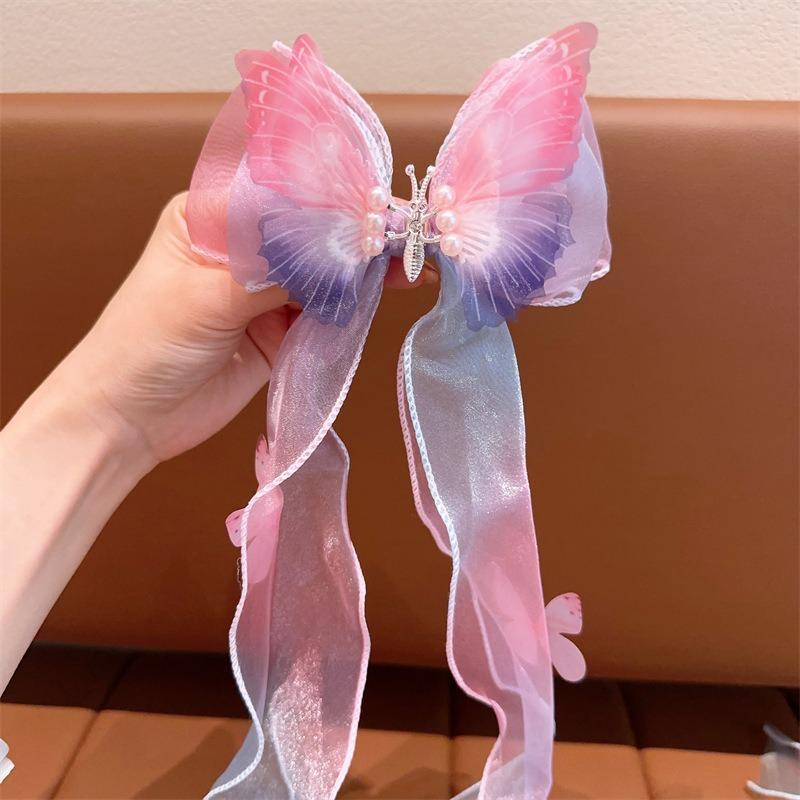 Super Fairy Bow Headwear  Hair Band Girls' Hair Tie  Hair Ribbon  Pearl Tassel  Braid  Hair Clip  Girls' Hair Accessory  Children's Hair Clip