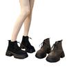 Thick-soled Martin Boots Women's Autumn and Winter New Square Head Lace-up Retro Student Short Boots