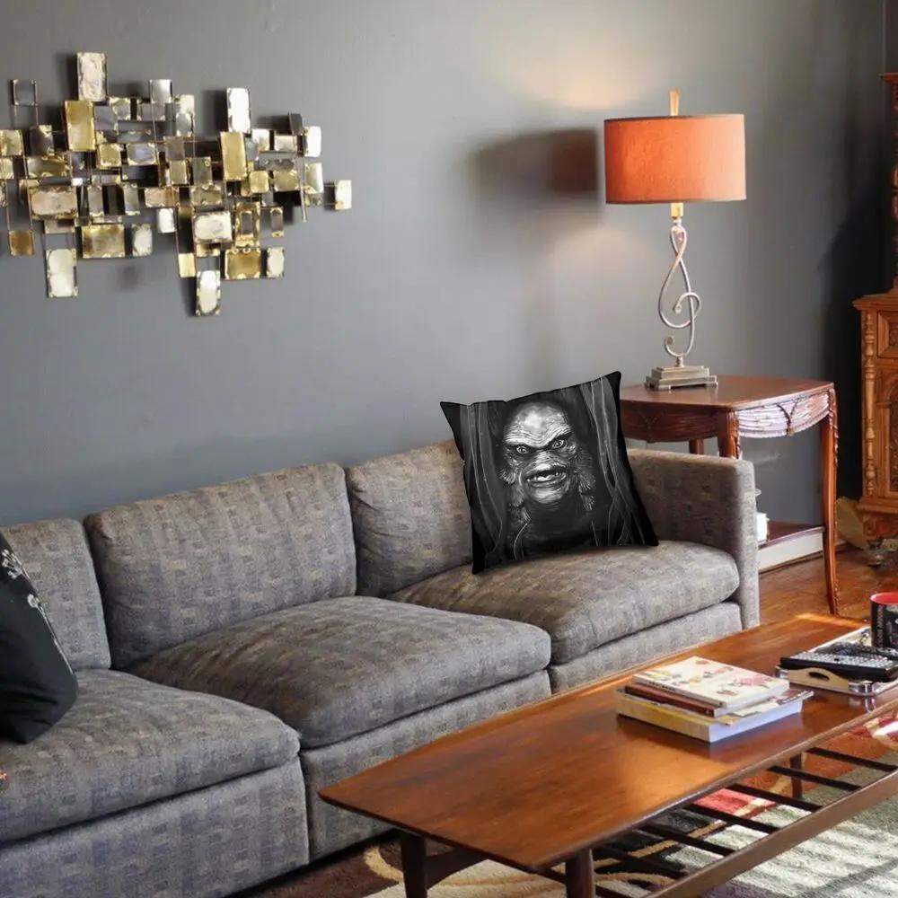 Die Kreatur Aquatisch Kissenbezug Druck Polyester Kissenbezug Geschenk Horrorfilm Überwurf Kissenbezug Bezug Sitzer