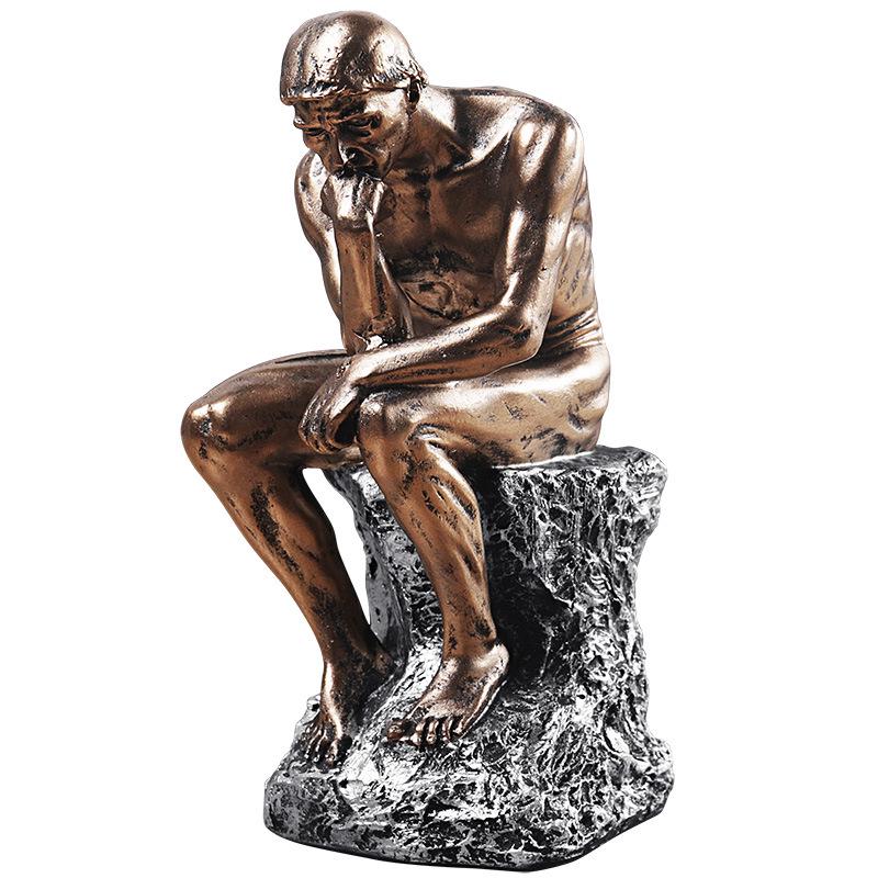 European Thinker Resin Sculpture: Creative Home & Office Bookshelf Decoration