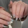 26 New Spring/Summer Ice Translucent Nude Gradient Sea Salt Star Nails with 3D Bow