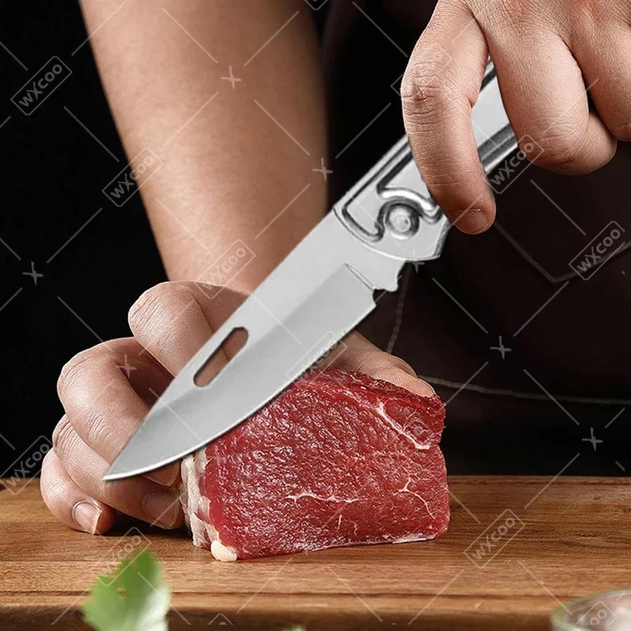 10PCS Multifunctional Folding Knife Stainless Steel Courier Opening Knife Fruit Knife Non-slip Handle Kitchen Knife Accessories