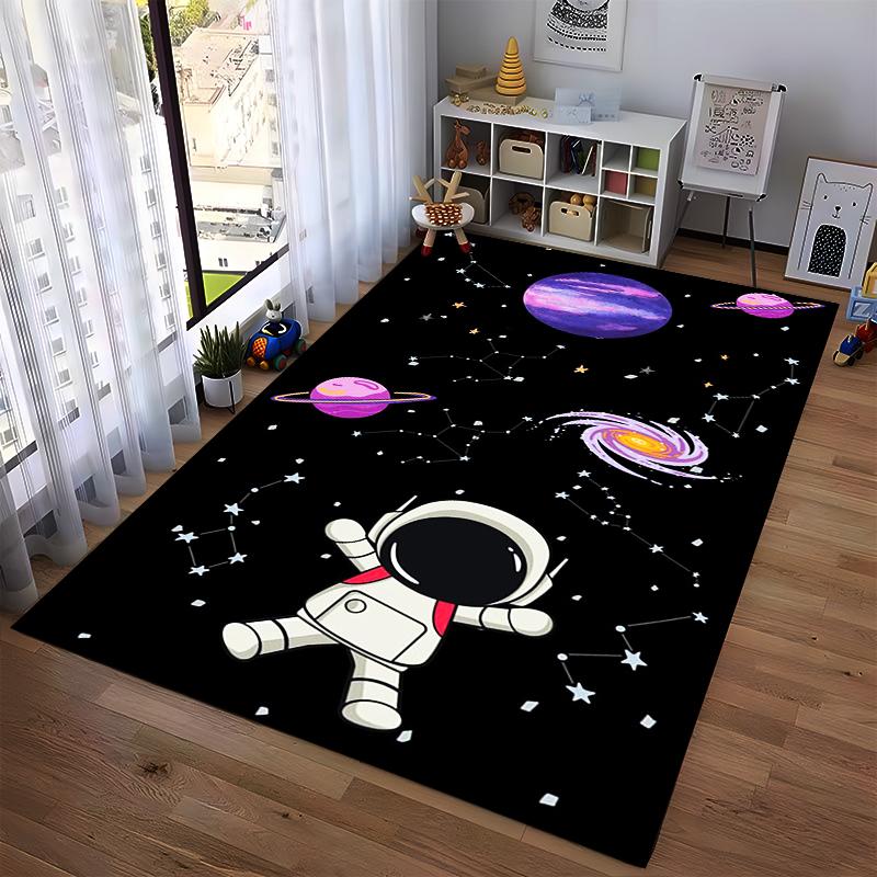 Astronaut Galaxy Printed Carpet with Star Constellations Black Backdrop Suitable for Use As an Anti-slip for Living Room Bedroom Sofas