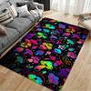 Colorful Neon Mushroom Pattern Rug - Non-slip rug suitable for living room and bedroom sofas.