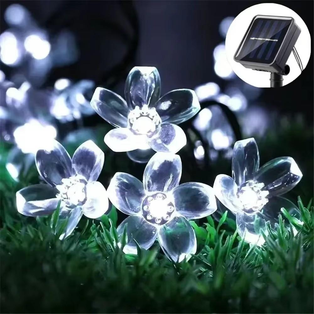 Warm White Cherry Blossom Solar Lamp Waterproof LED Solar Light Solar Flower String Lights  Pathway