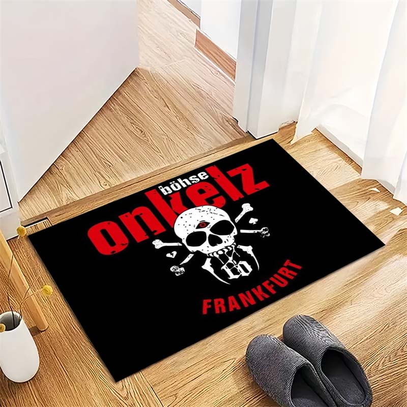 Böhse Onkelz Skull Rock Music Area Rug, Non Slip Floor Mat for Living Room Bedroom Rock Fan Home Decor Gift