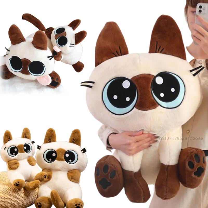 30-60cm Cartoon Adorable Siamese Cat Plush Doll Pillow Tall Superior Quality Sitting Lying Cat Plush Toy Home Decoration Present Designed For Children
